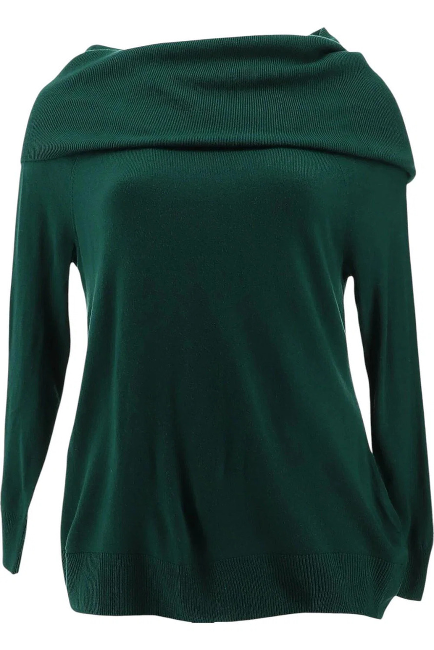 Colleen Lopez Convertible Neck Pullover Sweater Evergreen - Regular